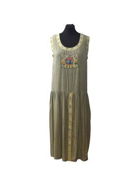 Vintage Papy Boez Emboirdered Midi Dress Jumper Womens M L Cottagecore Teacher
